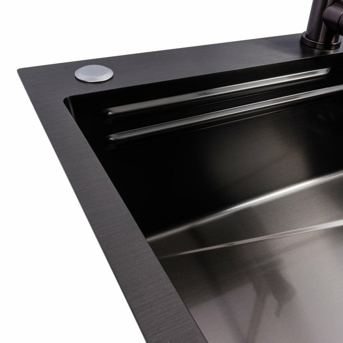 Valeso Handmade Work Station CM 75x46B PVD Black - 75/46 cm kitchen system with faucet