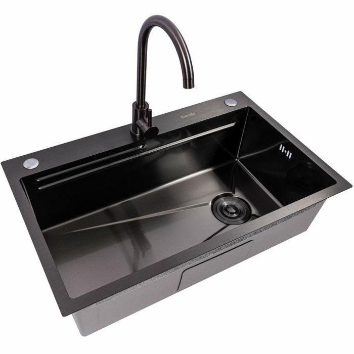 Valeso Handmade Work Station CM 75x46B PVD Black - 75/46 cm kitchen system with faucet