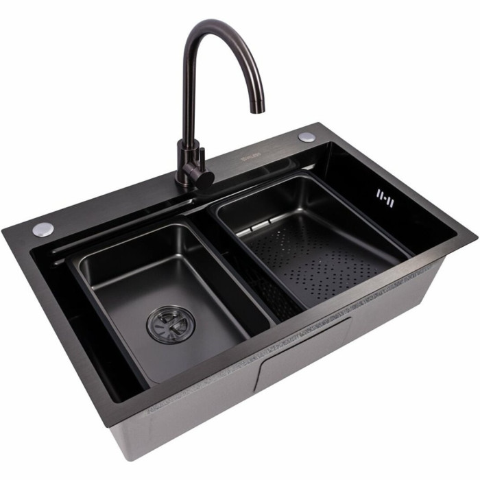 Valeso Handmade Work Station CM 75x46B PVD Black - 75/46 cm kitchen system with faucet