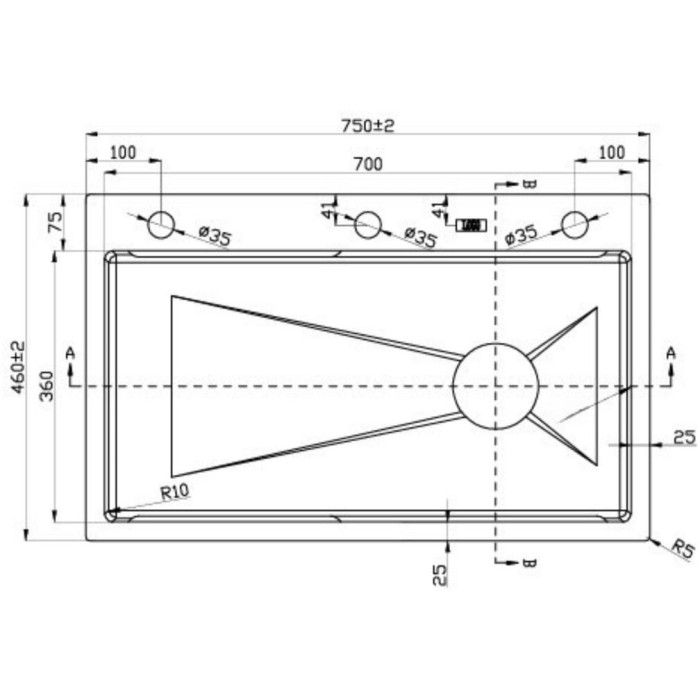 Valeso Handmade 75x46B (3,0/0,8) Work Station СМ – кухонна мийка 75 см зі змішувачем