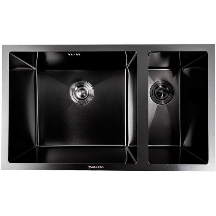 Valeso Handmade 76x45 (3.0/0.8) PVD Black — double-bowl undermount sink