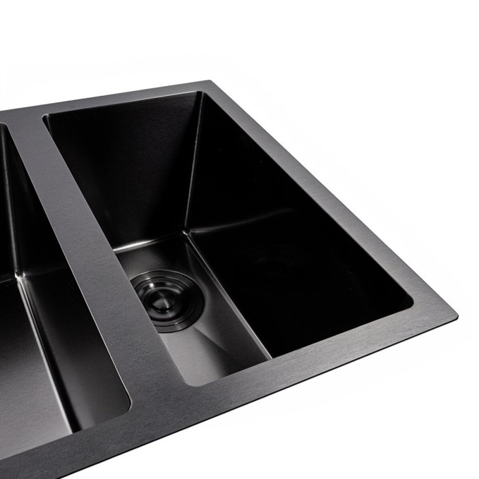 Valeso Handmade 76x45 (3.0/0.8) PVD Black — double-bowl undermount sink