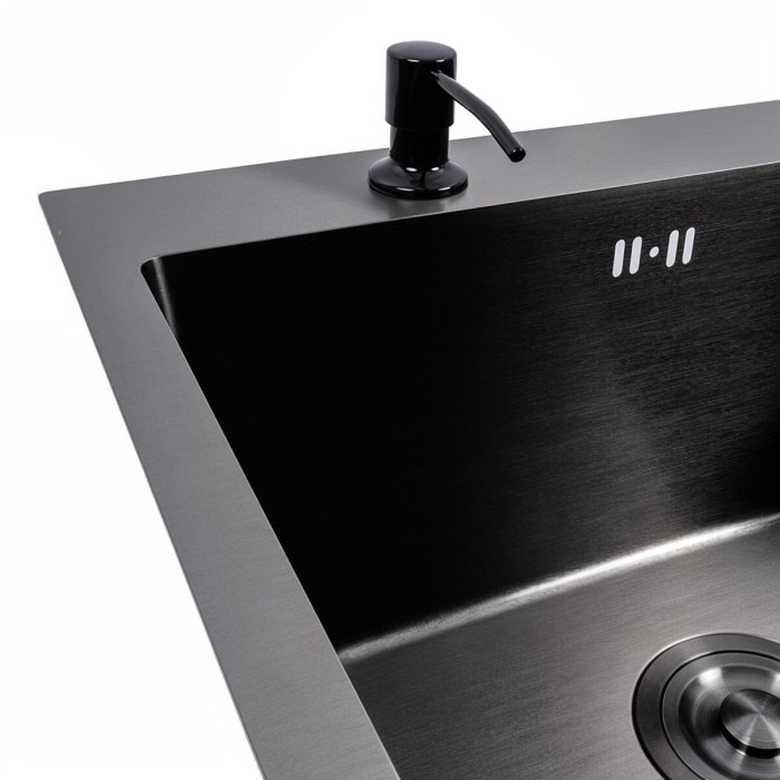 Valeso Handmade 78×43 L (3.0/0.8) CM, PVD Black — narrow 78 cm stainless steel kitchen sink