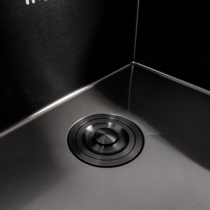 Valeso Handmade 78×43 L (3.0/0.8) CM, PVD Black — narrow 78 cm stainless steel kitchen sink