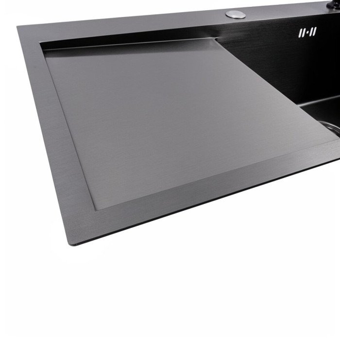 Valeso Handmade 78x43 R (3.0/0.8) CM, PVD Black — narrow stainless steel kitchen sink