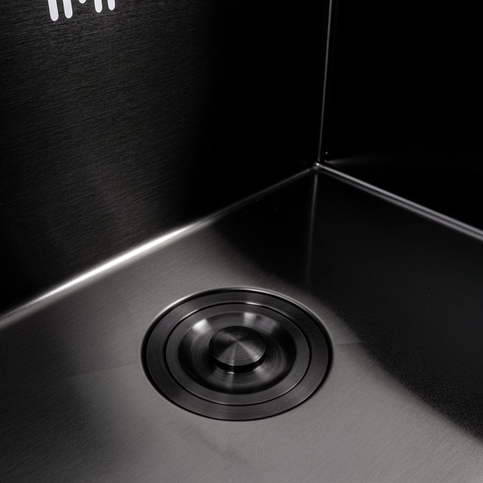 Valeso Handmade 78x43 R (3.0/0.8) CM, PVD Black — narrow stainless steel kitchen sink