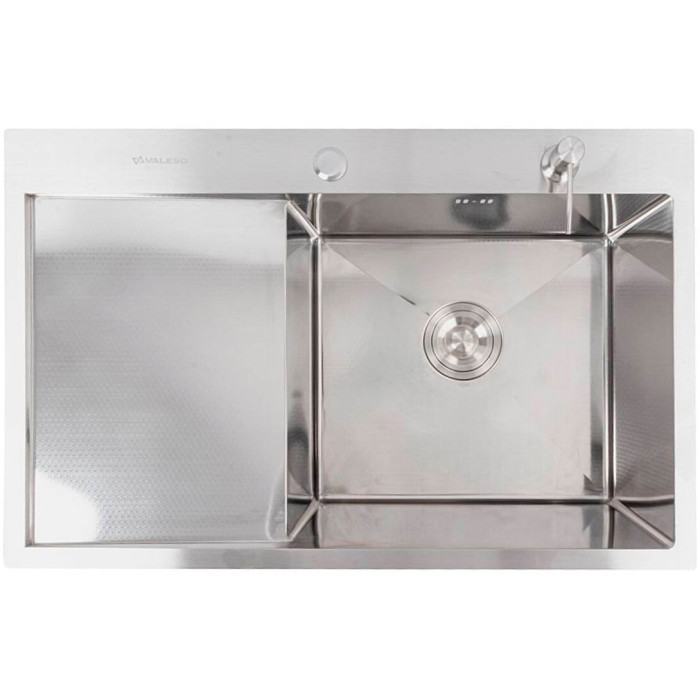 Valeso Handmade 78x50 R (3.0/0.8) CM, decor - right-handed kitchen sink made of stainless steel
