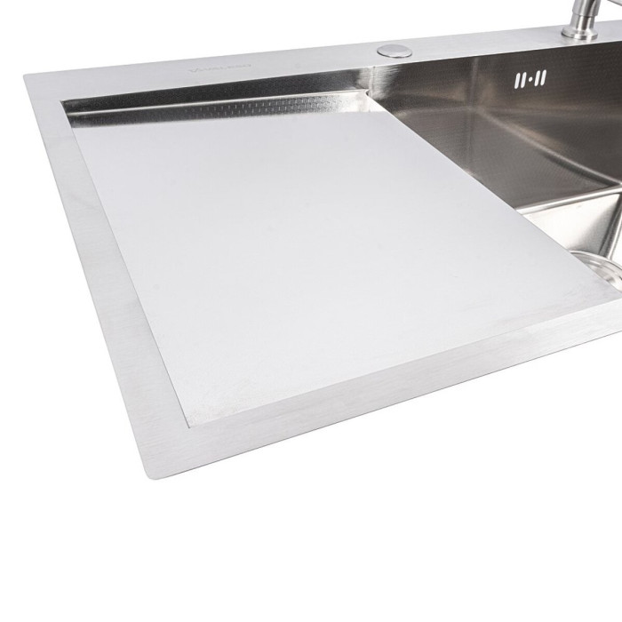 Valeso Handmade 78x50 R (3.0/0.8) CM, decor - right-handed kitchen sink made of stainless steel
