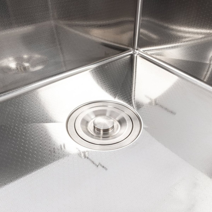 Valeso Handmade 78x50 R (3.0/0.8) CM, decor - right-handed kitchen sink made of stainless steel