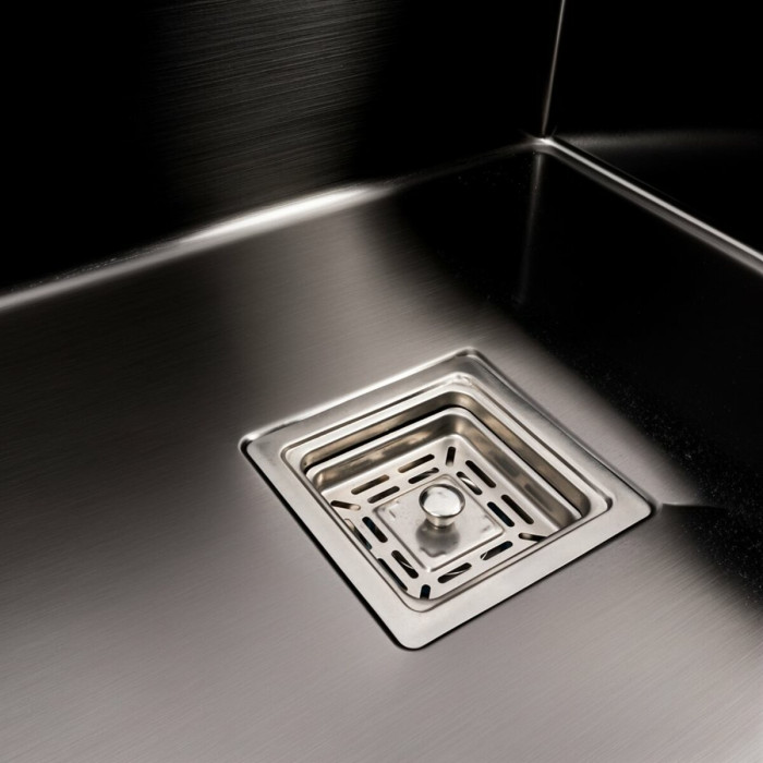 Valeso Handmade 78x50C R (3.0/0.8) cm PVD black – 78 cm sink without a drainer, with a spacious bowl and recessed shelf