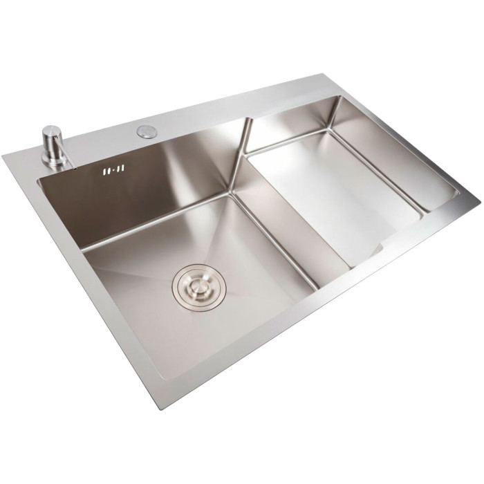 Valeso Handmade 78x50C L (3.0/0.8) CM — large 78 cm steel kitchen sink with a recessed shelf