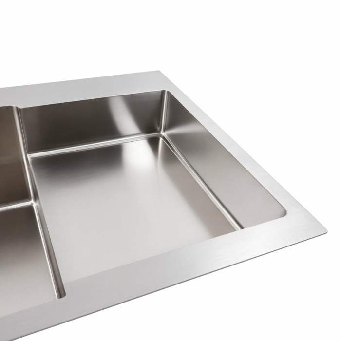 Valeso Handmade 78x50C L (3.0/0.8) CM — large 78 cm steel kitchen sink with a recessed shelf