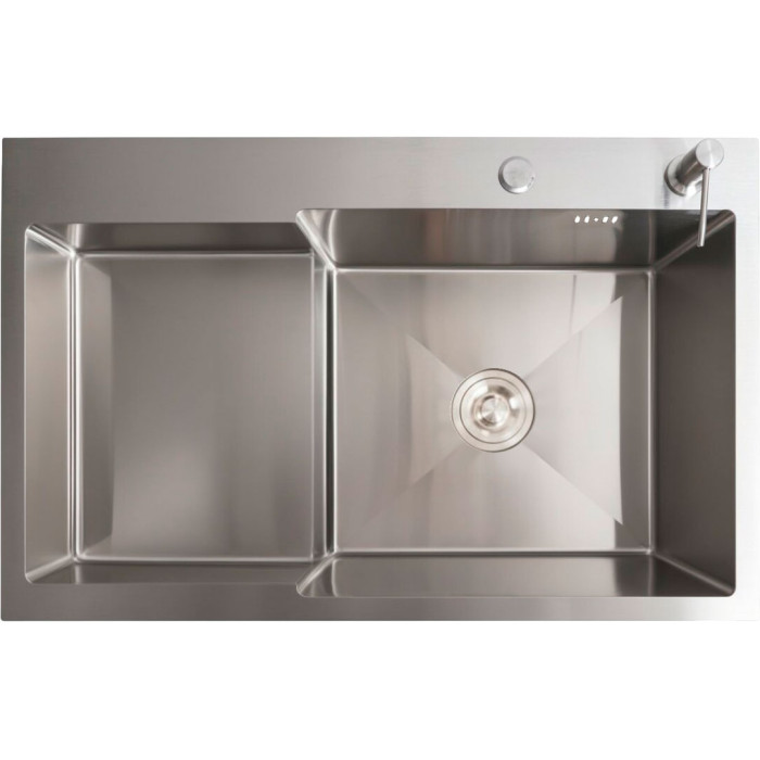 Valeso Handmade 78x50C R (3.0/0.8) cm – inset 78 cm kitchen sink with a large bowl and recessed shelf; SUS201 stainless steel