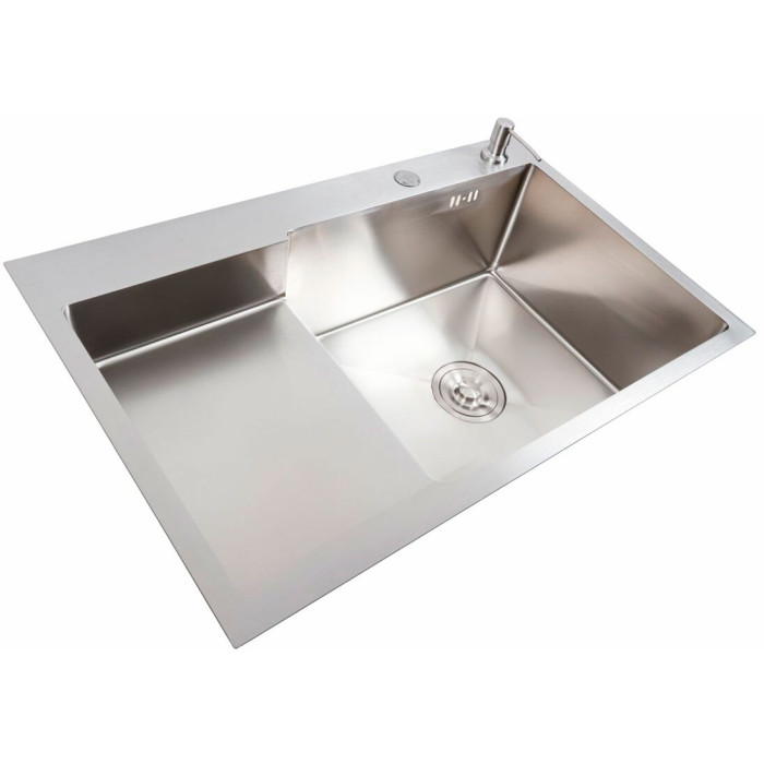Valeso Handmade 78x50C R (3.0/0.8) cm – inset 78 cm kitchen sink with a large bowl and recessed shelf; SUS201 stainless steel