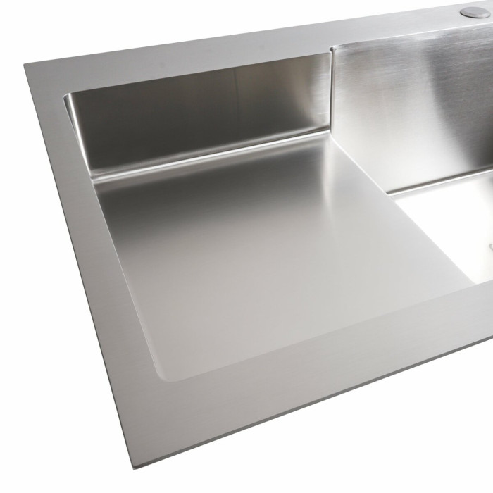 Valeso Handmade 78x50C R (3.0/0.8) cm – inset 78 cm kitchen sink with a large bowl and recessed shelf; SUS201 stainless steel