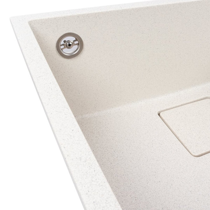 Valeso Ameli 5444 white with dots – durable granite kitchen sink made of quartz for undermount installation