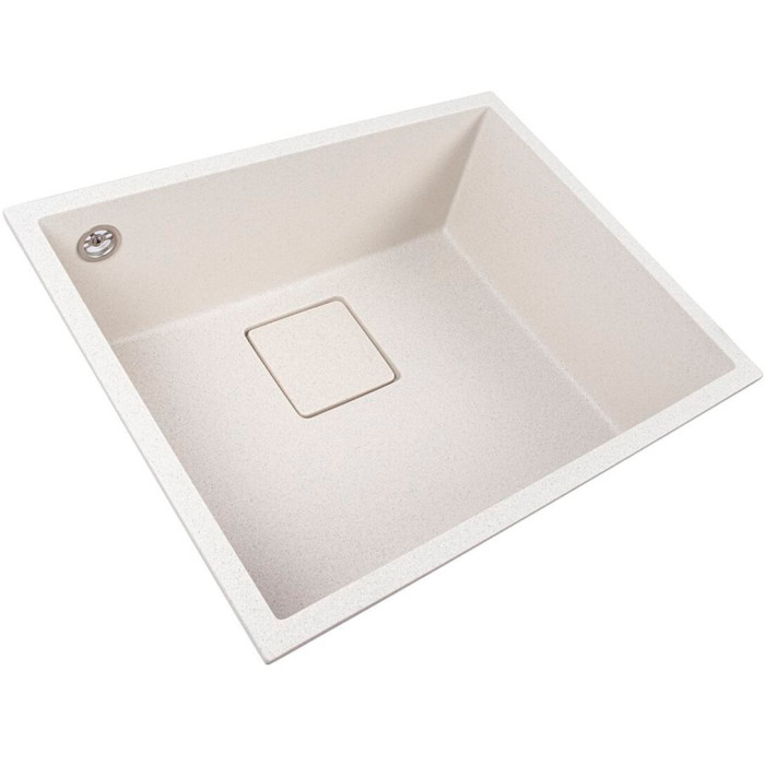 Valeso Ameli 5444 white with dots – durable granite kitchen sink made of quartz for undermount installation