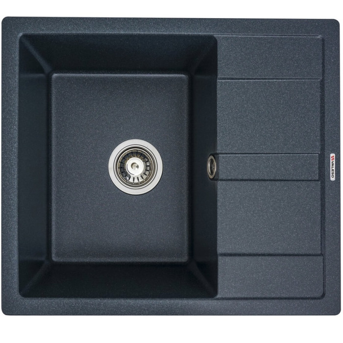 Valeso Aria 5851 anthracite – 58 cm inset rectangular sink made of ceramic granite with a dish drying wing