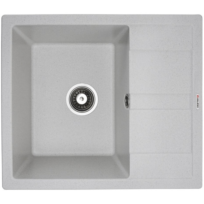 Valeso 5851 Aria white with speckles – granite rectangular kitchen sink, 50 x 50 cm, with a dish drying wing