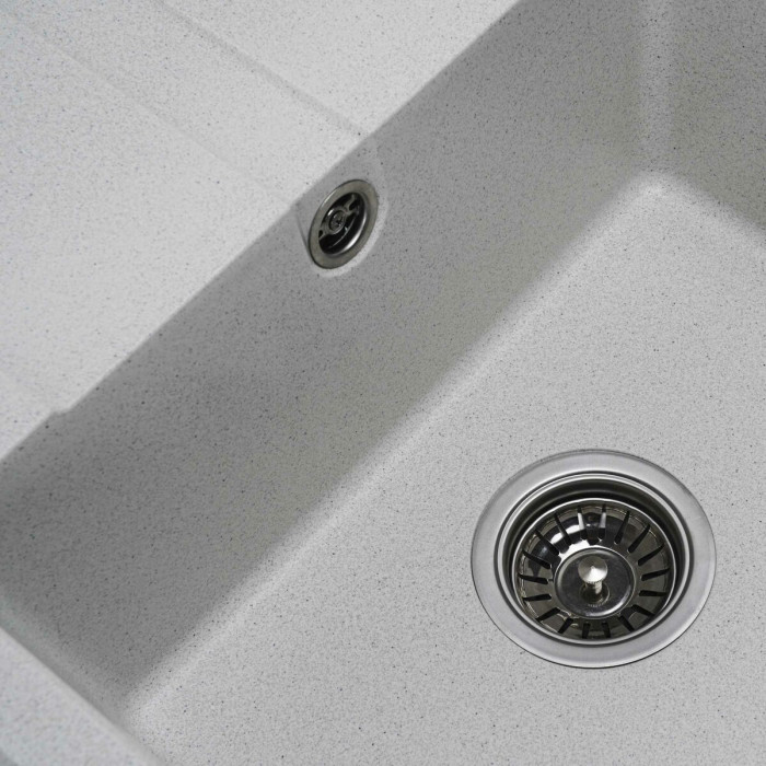 Valeso 5851 Aria white with speckles – granite rectangular kitchen sink, 50 x 50 cm, with a dish drying wing