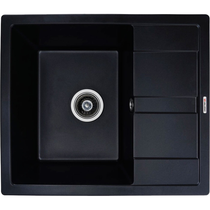 Valeso 5851 Aria black – 58 cm inset kitchen sink for countertop installation; solid black color without inclusions