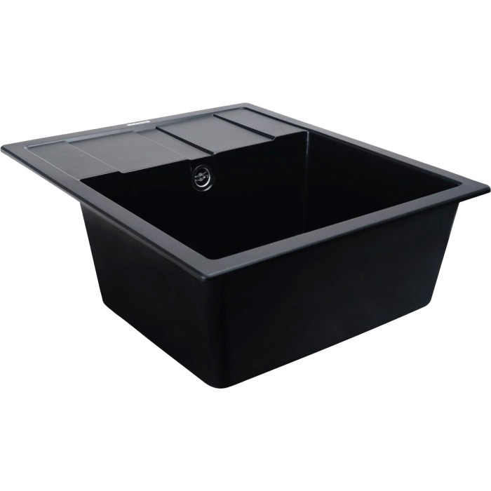 Valeso 5851 Aria black – 58 cm inset kitchen sink for countertop installation; solid black color without inclusions