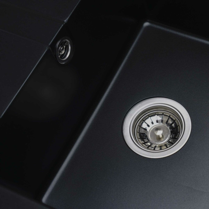 Valeso 5851 Aria black – 58 cm inset kitchen sink for countertop installation; solid black color without inclusions