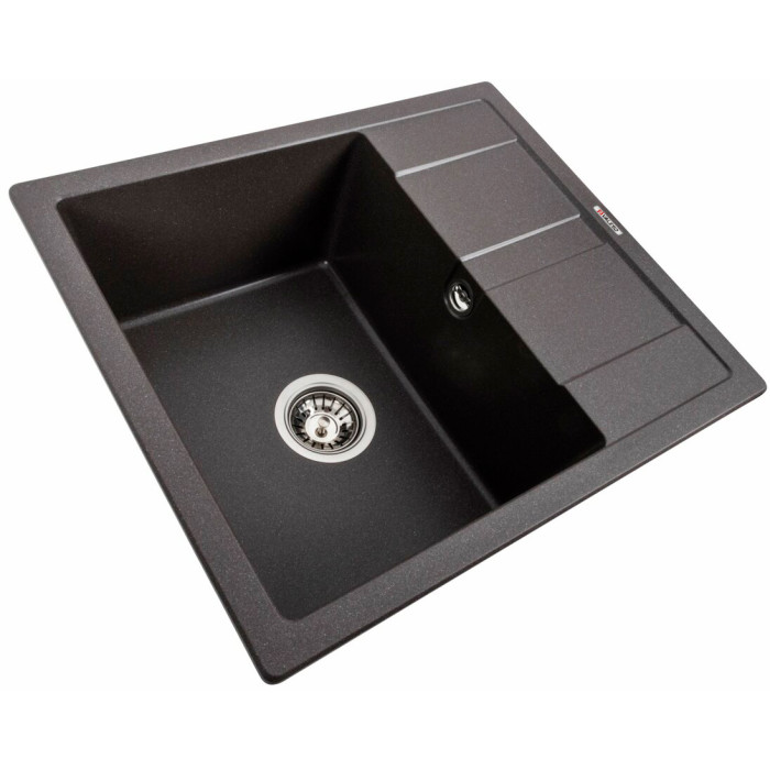 Valeso Aria 5851 Grenadine — built-in granite sink 58 cm with dish drainer