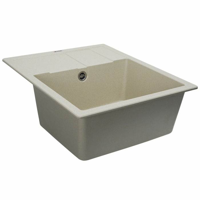 Valeso Aria 5851 sand – 58 cm sink with a matte surface made of quartz-based composite material; 33 x 43 cm bowl and dish drying wing