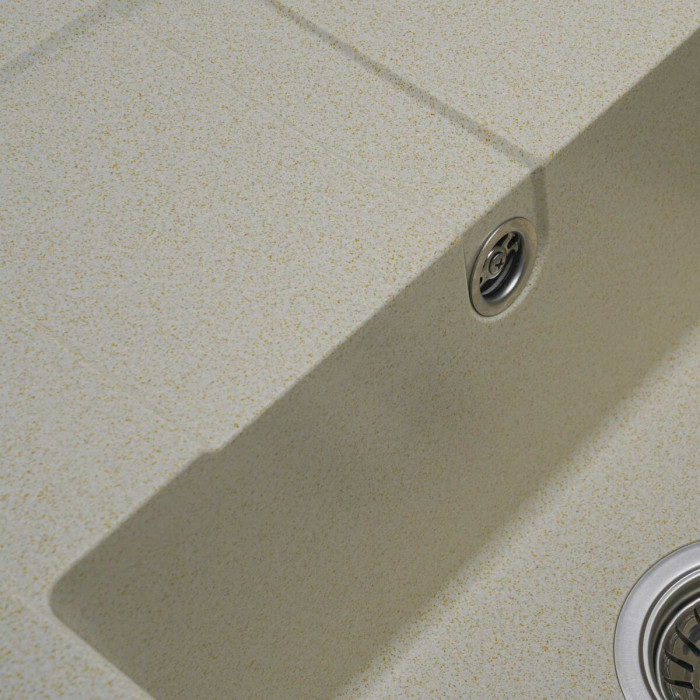 Valeso Aria 5851 sand – 58 cm sink with a matte surface made of quartz-based composite material; 33 x 43 cm bowl and dish drying wing