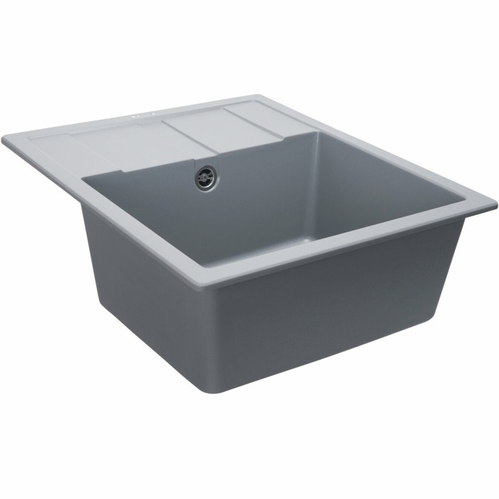 Valeso Aria 5851 grey metallic – matte granite kitchen sink; 580 mm wide with a dish drying platform