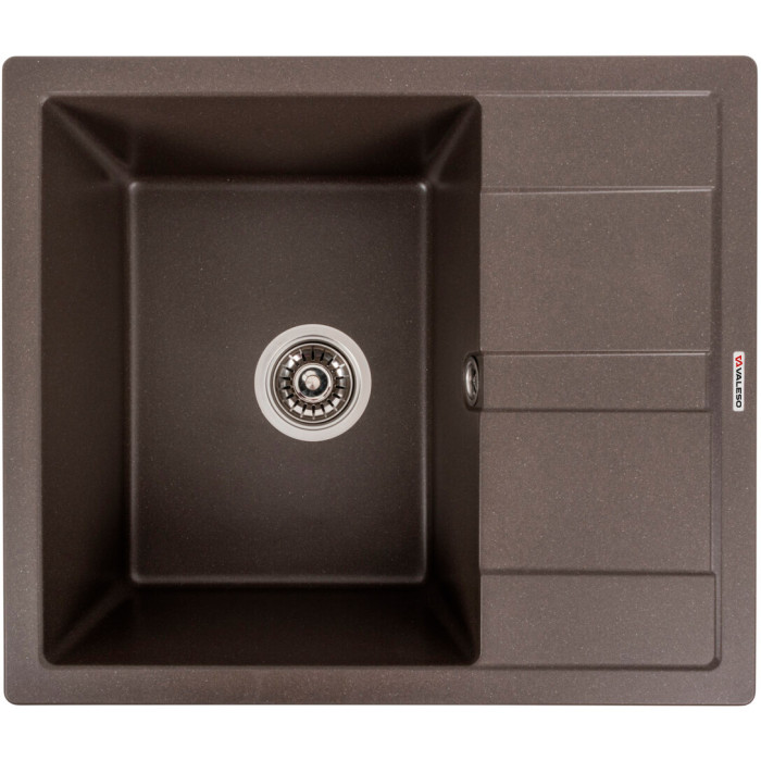 Valeso Aria 5851 Dark Rock — 58 cm granite kitchen sink with dish drainer