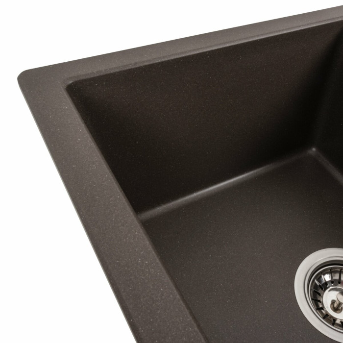 Valeso Aria 5851 Dark Rock — 58 cm granite kitchen sink with dish drainer