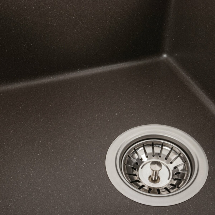 Valeso Aria 5851 Dark Rock — 58 cm granite kitchen sink with dish drainer