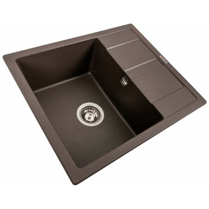 Valeso Aria 5851 Dark Rock — 58 cm granite kitchen sink with dish drainer