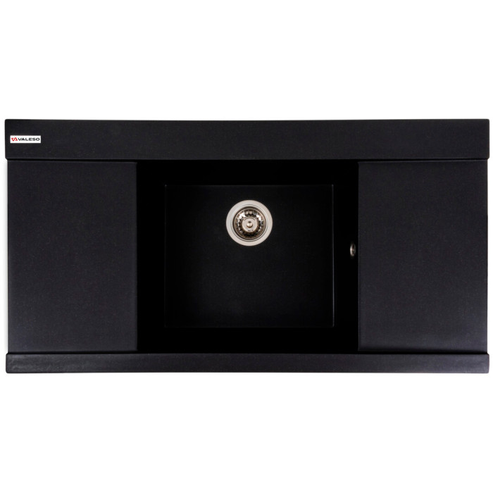 Valeso Atlas 9651 чорний металік – мийка композитна два крила та центральна чаша