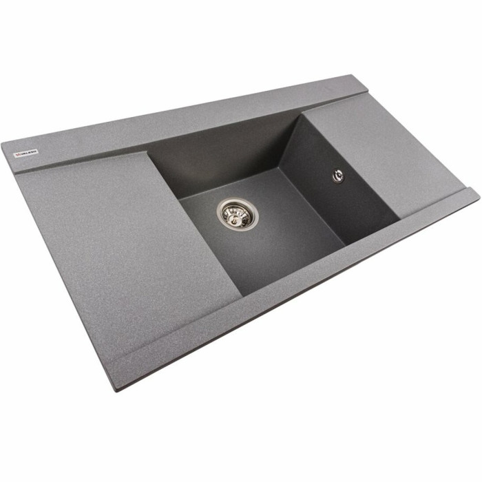 Valeso Atlas 9651 gray monsoon - 91 cm wide inset granite sink with centrally located bowl