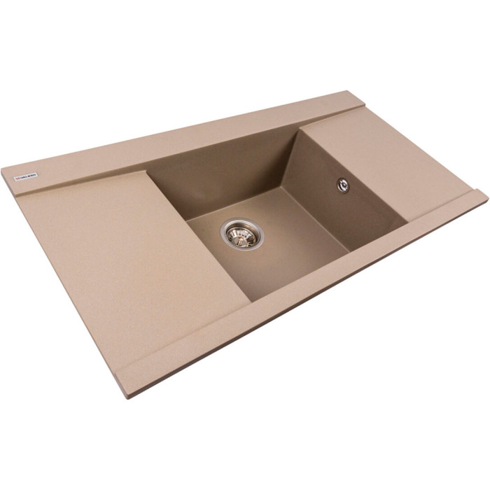 Valeso 9651 Atlas titanium – 96 cm granite sink with a central bowl and dish drying wings on both sides