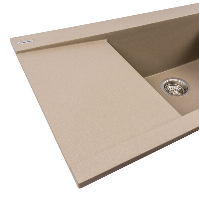 Valeso 9651 Atlas titanium – 96 cm granite sink with a central bowl and dish drying wings on both sides
