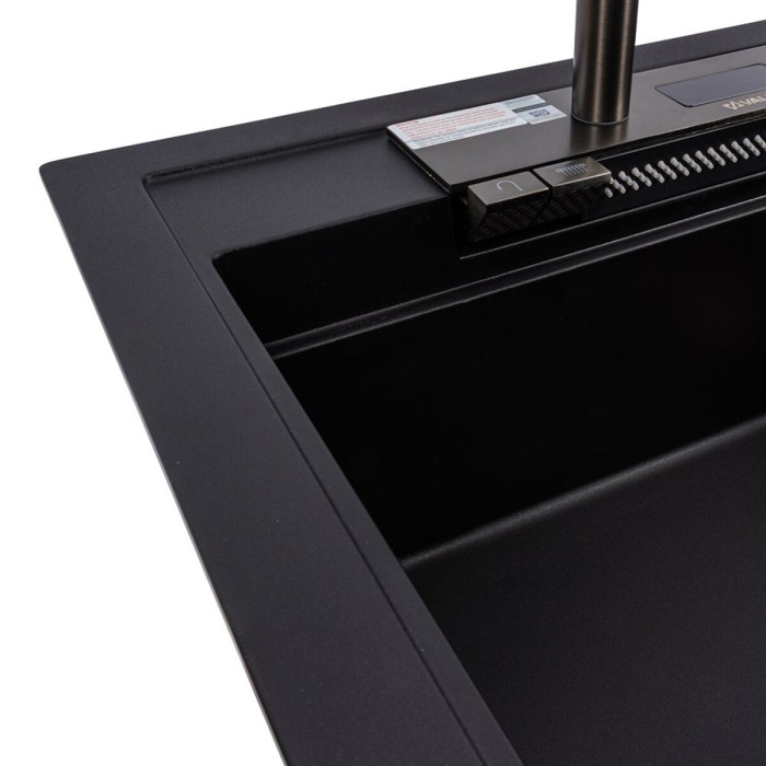 Valeso Atrum 7950 черный - кухонная система на основе гранитной мойки 79 см с сушилкой