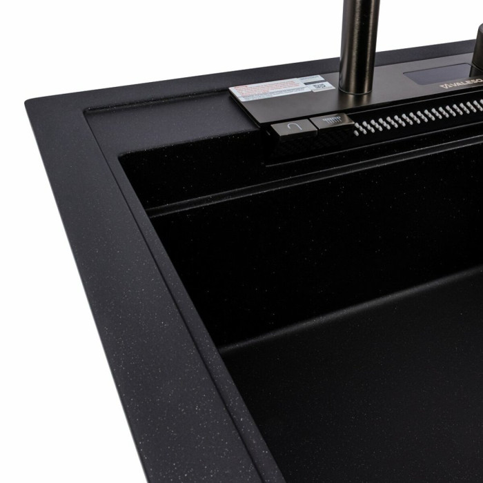 Valeso Atrum 7950 black metallic - 79 cm sink with wing and waterfall faucet