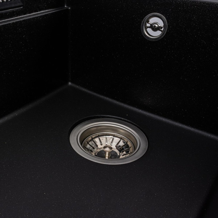 Valeso Atrum 7950 black metallic - 79 cm sink with wing and waterfall faucet