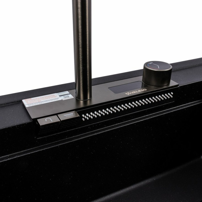 Valeso Atrum 7950 black metallic - 79 cm sink with wing and waterfall faucet
