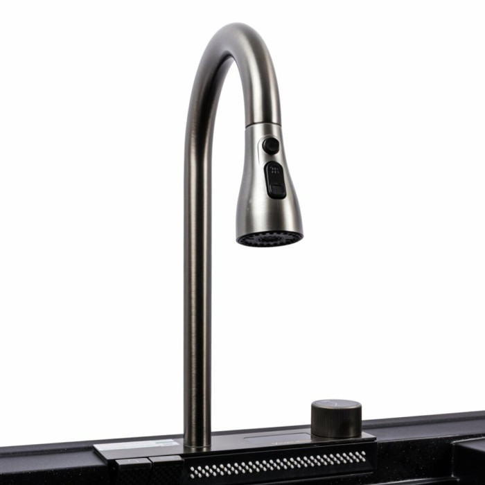 Valeso Atrum 7950 black metallic - 79 cm sink with wing and waterfall faucet