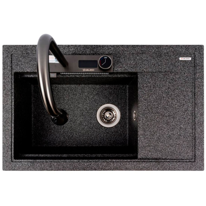 Valeso Atrum 7950 graphite - kitchen sink "artificial stone" with faucet