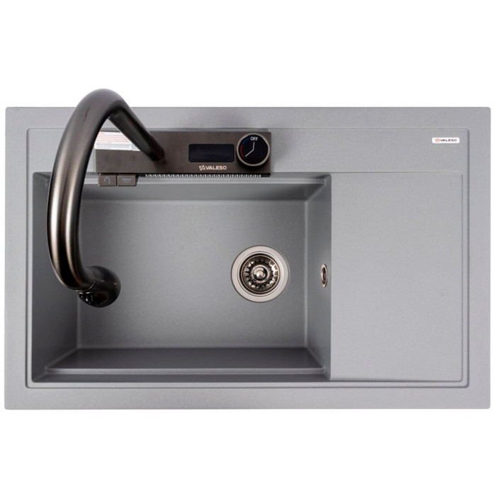 Valeso Atrum 7950 metallic gray - sink with pull-out faucet and waterfall