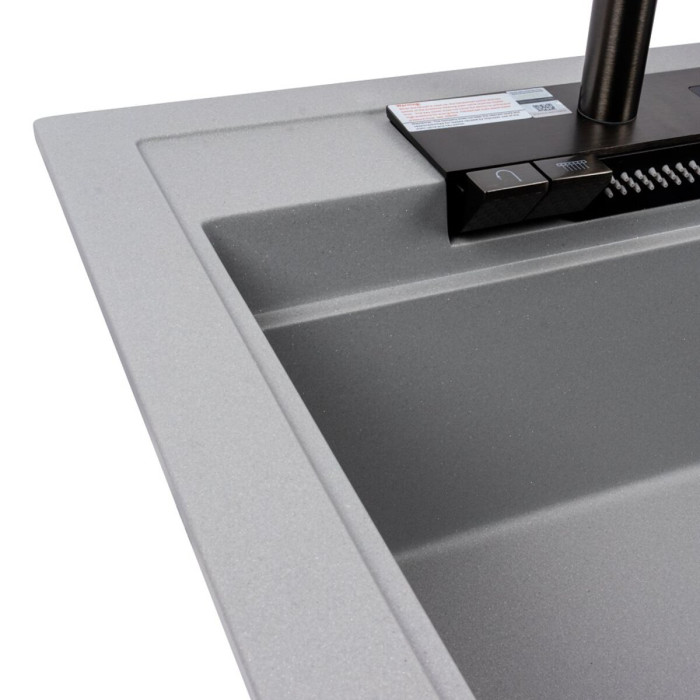 Valeso Atrum 7950 metallic gray - sink with pull-out faucet and waterfall