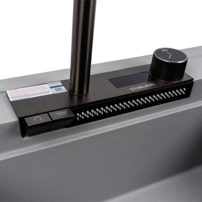 Valeso Atrum 7950 metallic gray - sink with pull-out faucet and waterfall