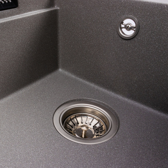 Valeso Atrum 7950 monsoon grey – 79 cm granite sink with a waterfall faucet and dish drying wing
