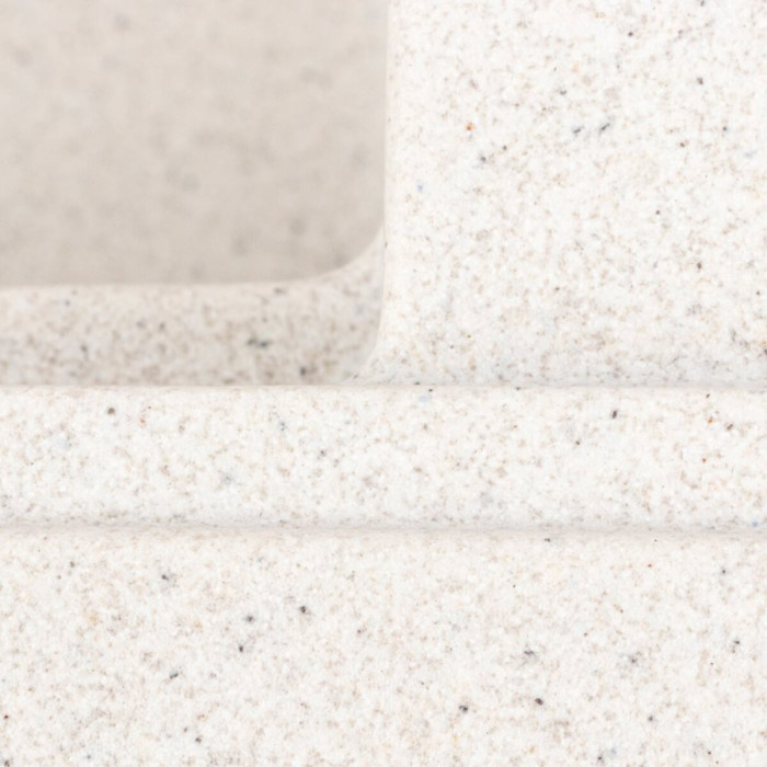 Valeso Atrum 7950 white with speckles - granite sink with drainer and left bowl + faucet